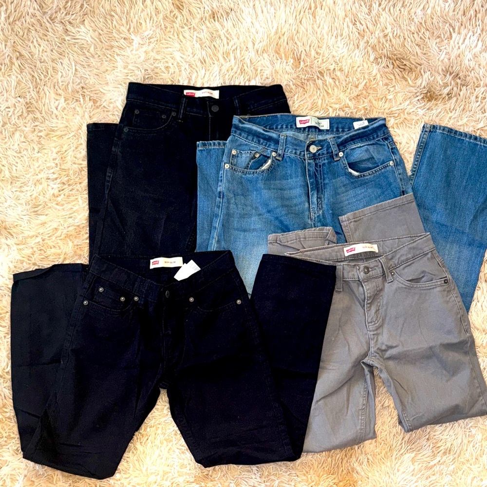 Levi's Kids Denim Collection Bundle of 4 - Black x2, Blue, and Gray - 14 REG